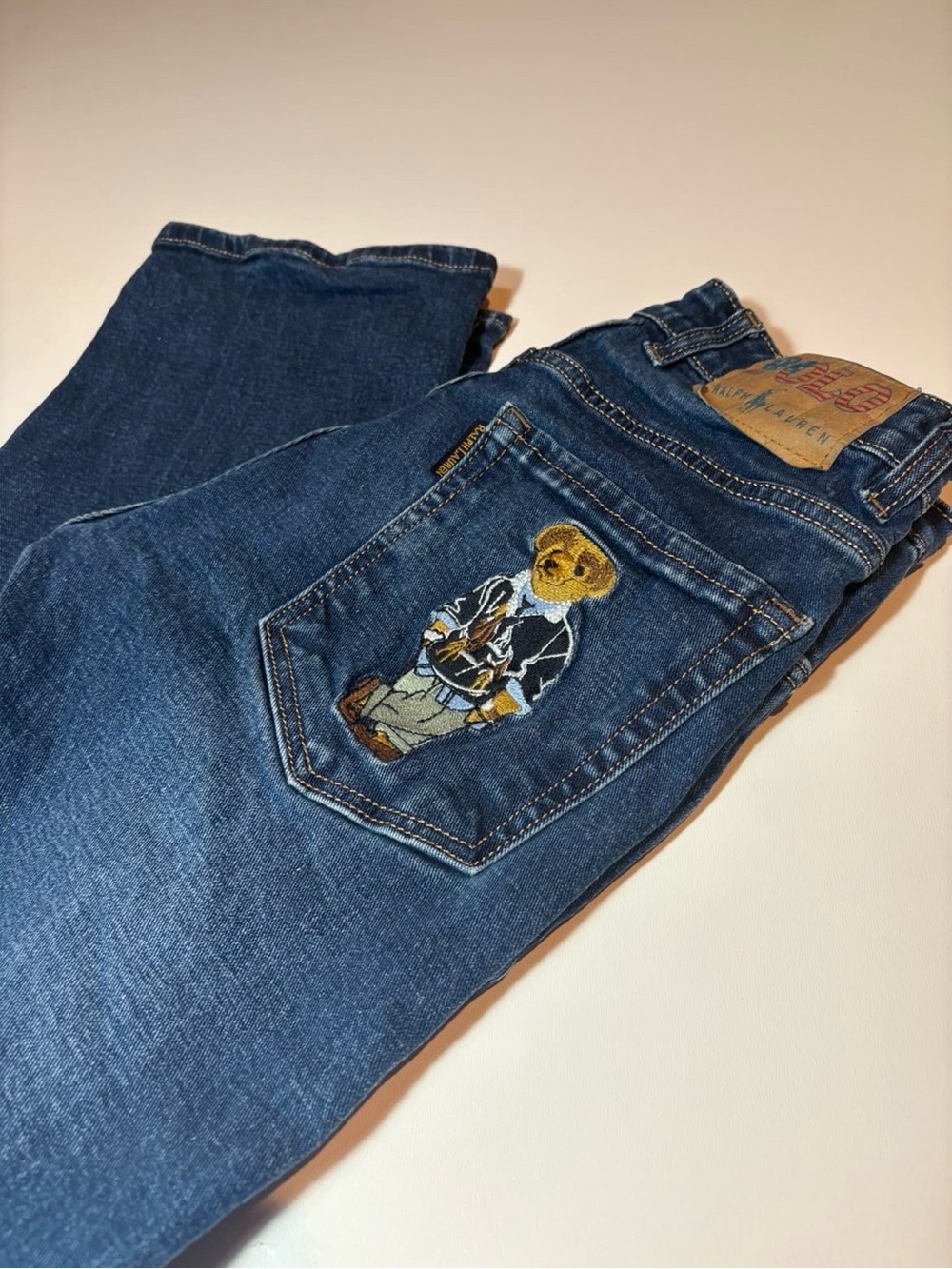 Y2K Polo by Ralph Lauren Embroidered Bear Denim Jeans 28
